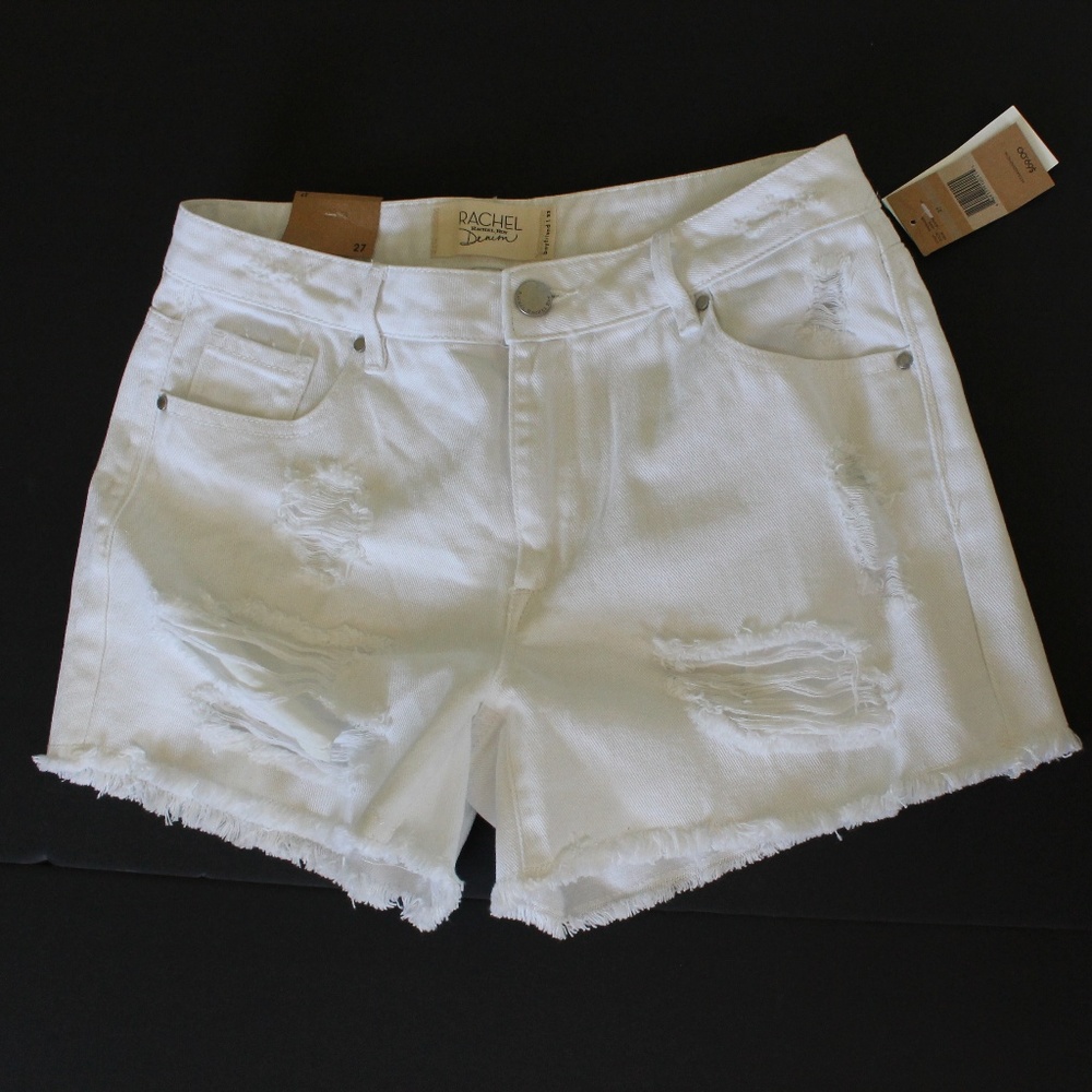 Rachel Roy Distressed Cut Off White Denim Short
